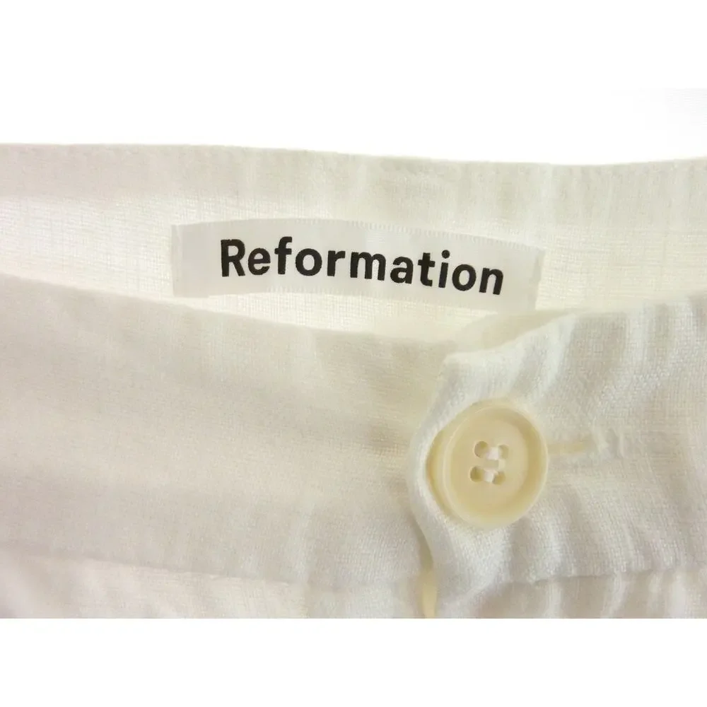 Reformation White Wide Leg Linen Pants 4